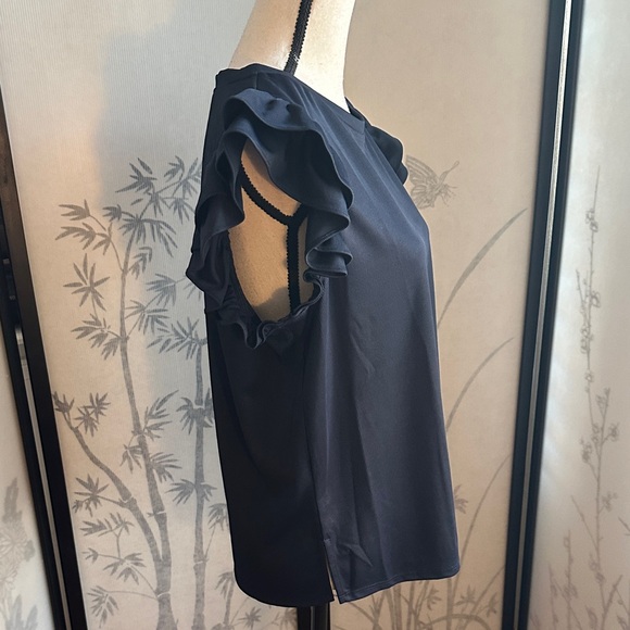 Adrianna Papell Blue Ruffle Sleeve Tee - Picture 2 of 6